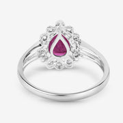 Bids.com 1.31 Carat Genuine Ruby and White Diamond 10K White Gold Ring Rings