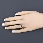 Bids.com 1.31 Carat Genuine Ruby and White Diamond 10K Yellow Gold Ring Rings