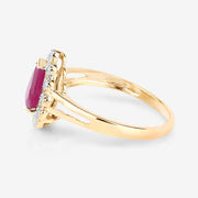 Bids.com 1.31 Carat Genuine Ruby and White Diamond 10K Yellow Gold Ring Rings
