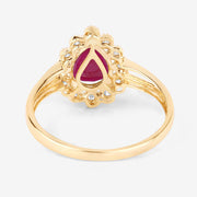 Bids.com 1.31 Carat Genuine Ruby and White Diamond 10K Yellow Gold Ring Rings