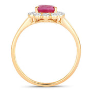 Bids.com 1.31 Carat Genuine Ruby and White Diamond 10K Yellow Gold Ring Rings