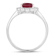 Bids.com 1.31 Carat Genuine Ruby and White Diamond 14K White Gold Ring Rings