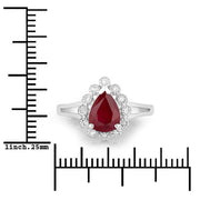 Bids.com 1.31 Carat Genuine Ruby and White Diamond 14K White Gold Ring Rings