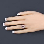 Bids.com 1.31 Carat Genuine Ruby and White Diamond 14K White Gold Ring Rings
