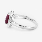 Bids.com 1.31 Carat Genuine Ruby and White Diamond 14K White Gold Ring Rings
