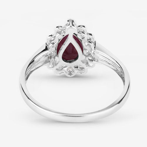 Bids.com 1.31 Carat Genuine Ruby and White Diamond 14K White Gold Ring Rings