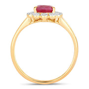 Bids.com 1.31 Carat Genuine Ruby and White Diamond 14K Yellow Gold Ring Rings