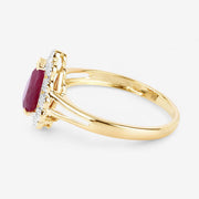 Bids.com 1.31 Carat Genuine Ruby and White Diamond 14K Yellow Gold Ring Rings