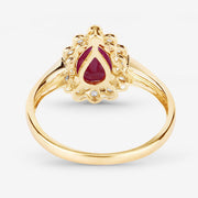 Bids.com 1.31 Carat Genuine Ruby and White Diamond 14K Yellow Gold Ring Rings