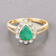 Bids.com 1.22 Carat Genuine Zambian Emerald and White Diamond 10K Yellow Gold Ring Rings