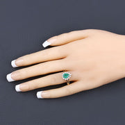 Bids.com 1.22 Carat Genuine Zambian Emerald and White Diamond 10K Yellow Gold Ring Rings