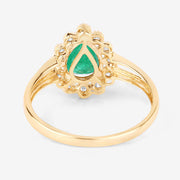 Bids.com 1.22 Carat Genuine Zambian Emerald and White Diamond 10K Yellow Gold Ring Rings