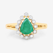 Bids.com 1.22 Carat Genuine Zambian Emerald and White Diamond 10K Yellow Gold Ring Rings