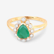 Bids.com 1.22 Carat Genuine Zambian Emerald and White Diamond 10K Yellow Gold Ring Rings