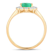 Bids.com 1.22 Carat Genuine Zambian Emerald and White Diamond 10K Yellow Gold Ring Rings