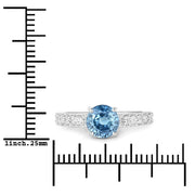 Bids.com 1.90 Carat Genuine Blue Sapphire and White Diamond 14K White Gold Ring Rings
