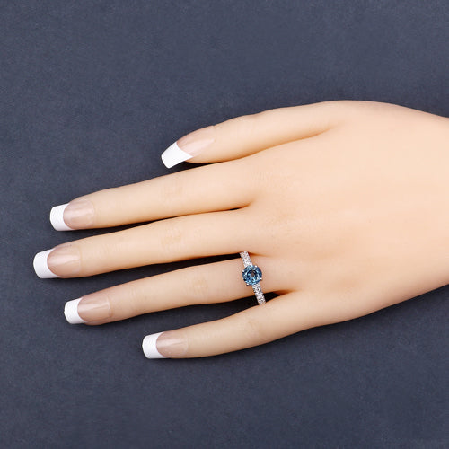 Bids.com 1.90 Carat Genuine Blue Sapphire and White Diamond 14K White Gold Ring Rings