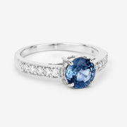 Bids.com 1.90 Carat Genuine Blue Sapphire and White Diamond 14K White Gold Ring Rings