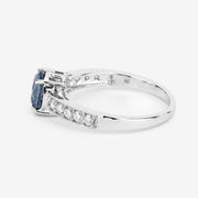 Bids.com 1.90 Carat Genuine Blue Sapphire and White Diamond 14K White Gold Ring Rings