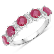 Bids.com 1.61 Carat Genuine Ruby and White Diamond 14K White Gold Ring Rings