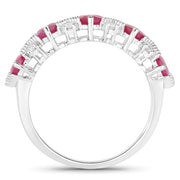 Bids.com 1.61 Carat Genuine Ruby and White Diamond 14K White Gold Ring Rings