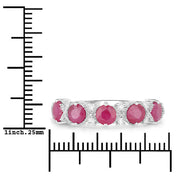 Bids.com 1.61 Carat Genuine Ruby and White Diamond 14K White Gold Ring Rings