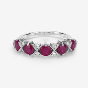 Bids.com 1.61 Carat Genuine Ruby and White Diamond 14K White Gold Ring Rings