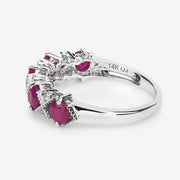Bids.com 1.61 Carat Genuine Ruby and White Diamond 14K White Gold Ring Rings
