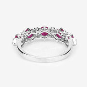 Bids.com 1.61 Carat Genuine Ruby and White Diamond 14K White Gold Ring Rings