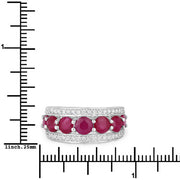 Bids.com 3.24 Carat Genuine Ruby and White Diamond 14K White Gold Ring Rings