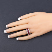 Bids.com 3.24 Carat Genuine Ruby and White Diamond 14K White Gold Ring Rings