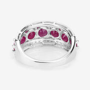 Bids.com 3.24 Carat Genuine Ruby and White Diamond 14K White Gold Ring Rings