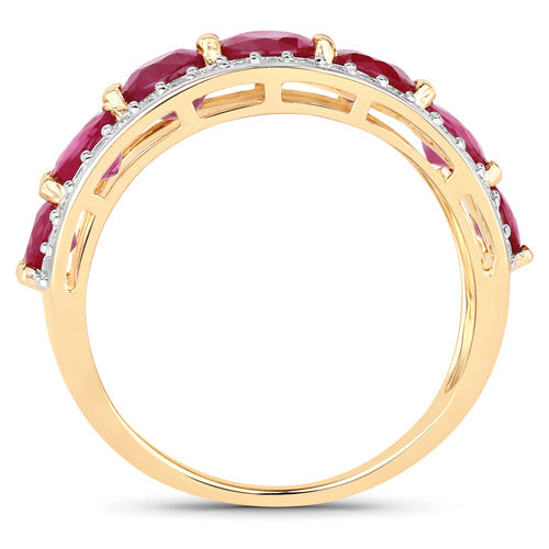 Bids.com 3.24 Carat Genuine Ruby and White Diamond 14K Yellow Gold Ring Rings