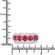 Bids.com 3.24 Carat Genuine Ruby and White Diamond 14K Yellow Gold Ring Rings