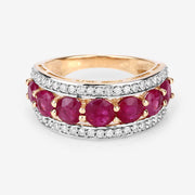 Bids.com 3.24 Carat Genuine Ruby and White Diamond 14K Yellow Gold Ring Rings