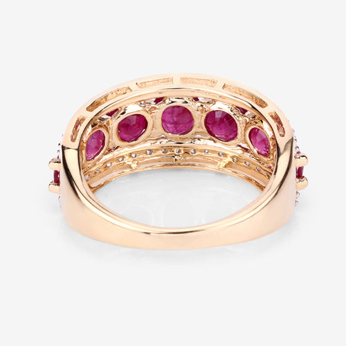Bids.com 3.24 Carat Genuine Ruby and White Diamond 14K Yellow Gold Ring Rings