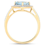 Bids.com 1.58 Carat Genuine Aquamarine and White Diamond 14K Yellow Gold Ring Rings