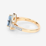 Bids.com 1.58 Carat Genuine Aquamarine and White Diamond 14K Yellow Gold Ring Rings