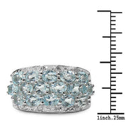 Bids.com 3.24 Carat Genuine Blue Topaz & White Topaz .925 Sterling Silver Ring Rings
