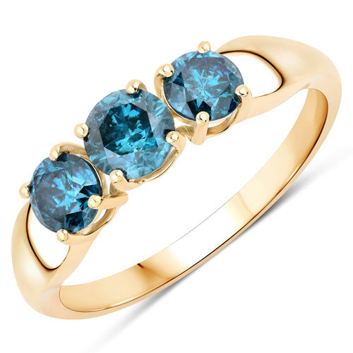 Bids.com 1.03 Carat Genuine Blue Diamond 14K Yellow Gold Ring Rings