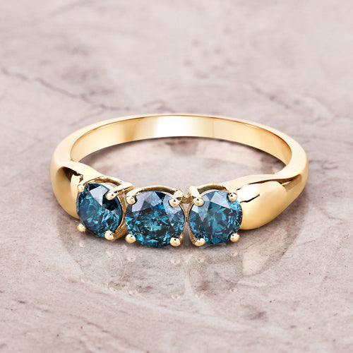 Bids.com 1.03 Carat Genuine Blue Diamond 14K Yellow Gold Ring Rings