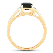Bids.com 1.73 Carat Genuine Green Tourmaline and White Diamond 14K Yellow Gold Ring Rings
