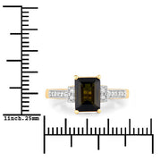 Bids.com 1.73 Carat Genuine Green Tourmaline and White Diamond 14K Yellow Gold Ring Rings