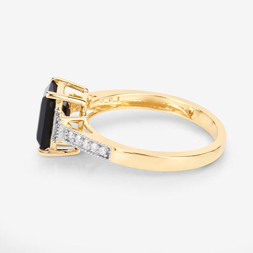 Bids.com 1.73 Carat Genuine Green Tourmaline and White Diamond 14K Yellow Gold Ring Rings