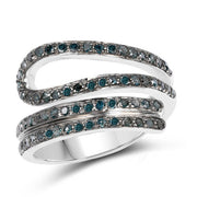 Bids.com 0.83 Carat Genuine Blue Diamond .925 Sterling Silver Ring Rings