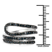 Bids.com 0.83 Carat Genuine Blue Diamond .925 Sterling Silver Ring Rings