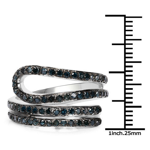 Bids.com 0.83 Carat Genuine Blue Diamond .925 Sterling Silver Ring Rings