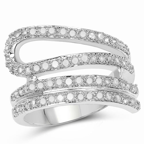 Bids.com 0.83 Carat Genuine White Diamond .925 Sterling Silver Ring Rings