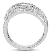Bids.com 0.83 Carat Genuine White Diamond .925 Sterling Silver Ring Rings