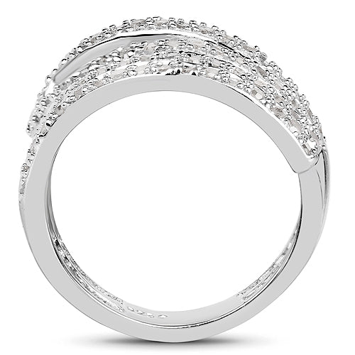 Bids.com 0.83 Carat Genuine White Diamond .925 Sterling Silver Ring Rings